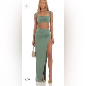 LUCY IN THE SKY SAGE GREEN MAXI SKIRT & TANK SET